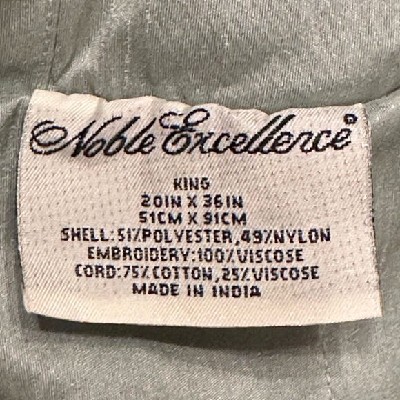 Noble Excellence King Size Embroidered Two Button Pillow Covers Floral Green - Picture 5 of 5